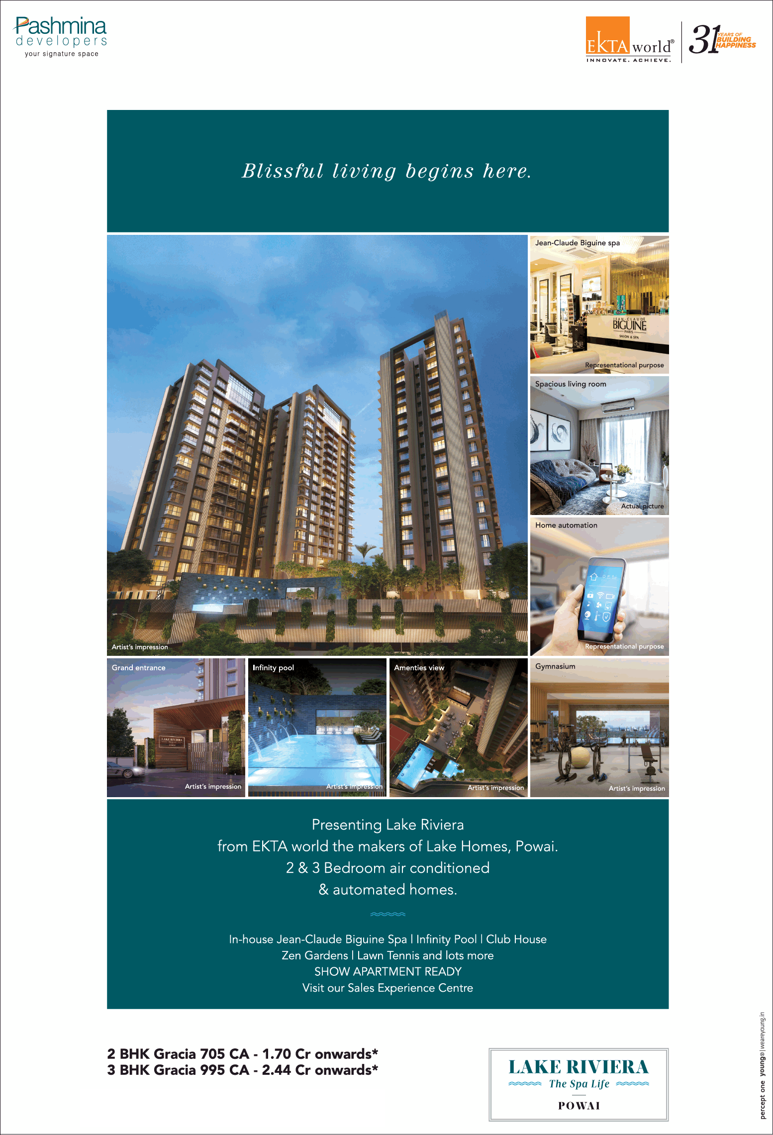 Ekta Lake Riviera presenting 2 & 3 bedroom air conditioned & automated homes in Powai, Mumbai Update